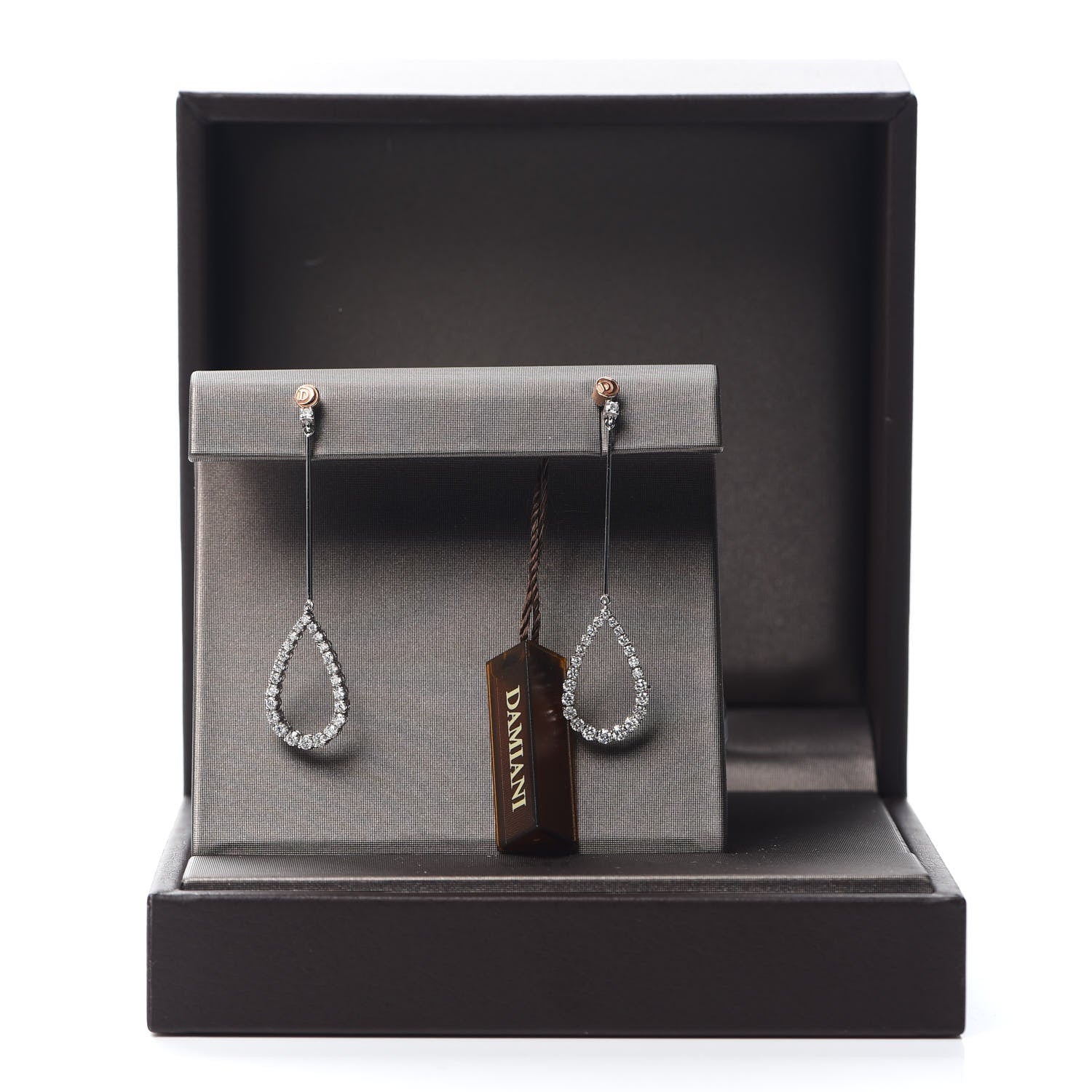 Damiani 18K White Rose Gold Diamond Drop Earrings 5 of 5