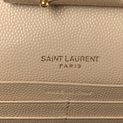 Saint Laurent Grain De Poudre Matelasse Chevron Monogram Chain Wallet Nude Powder 6 of 9