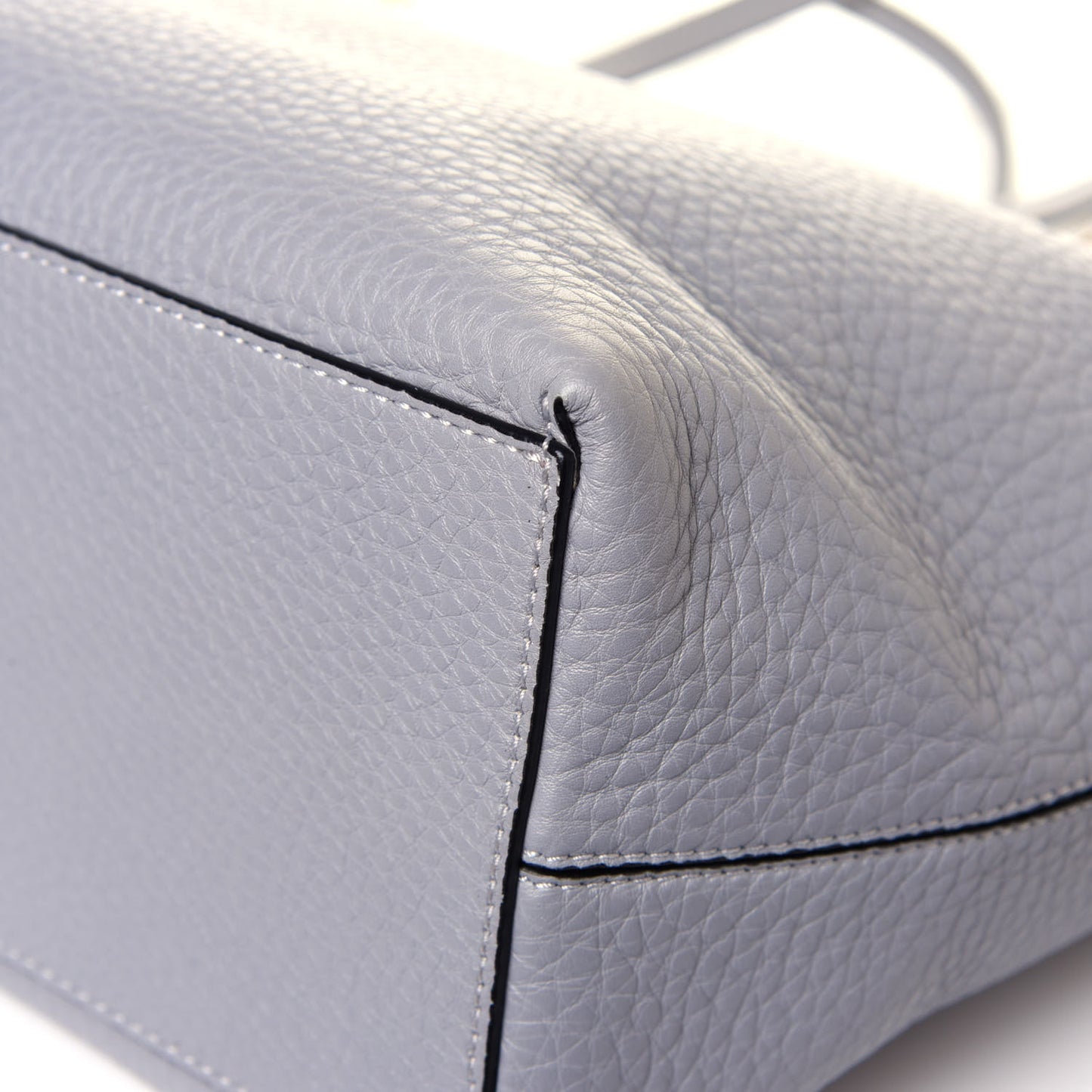 Grained Calfskin Rockstud Shoulder Tote Pastel Grey
