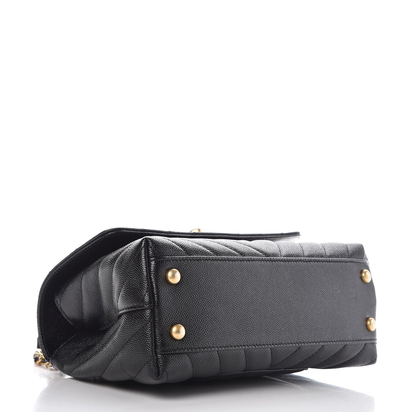 Caviar Chevron Quilted Mini Coco Handle Flap Black
