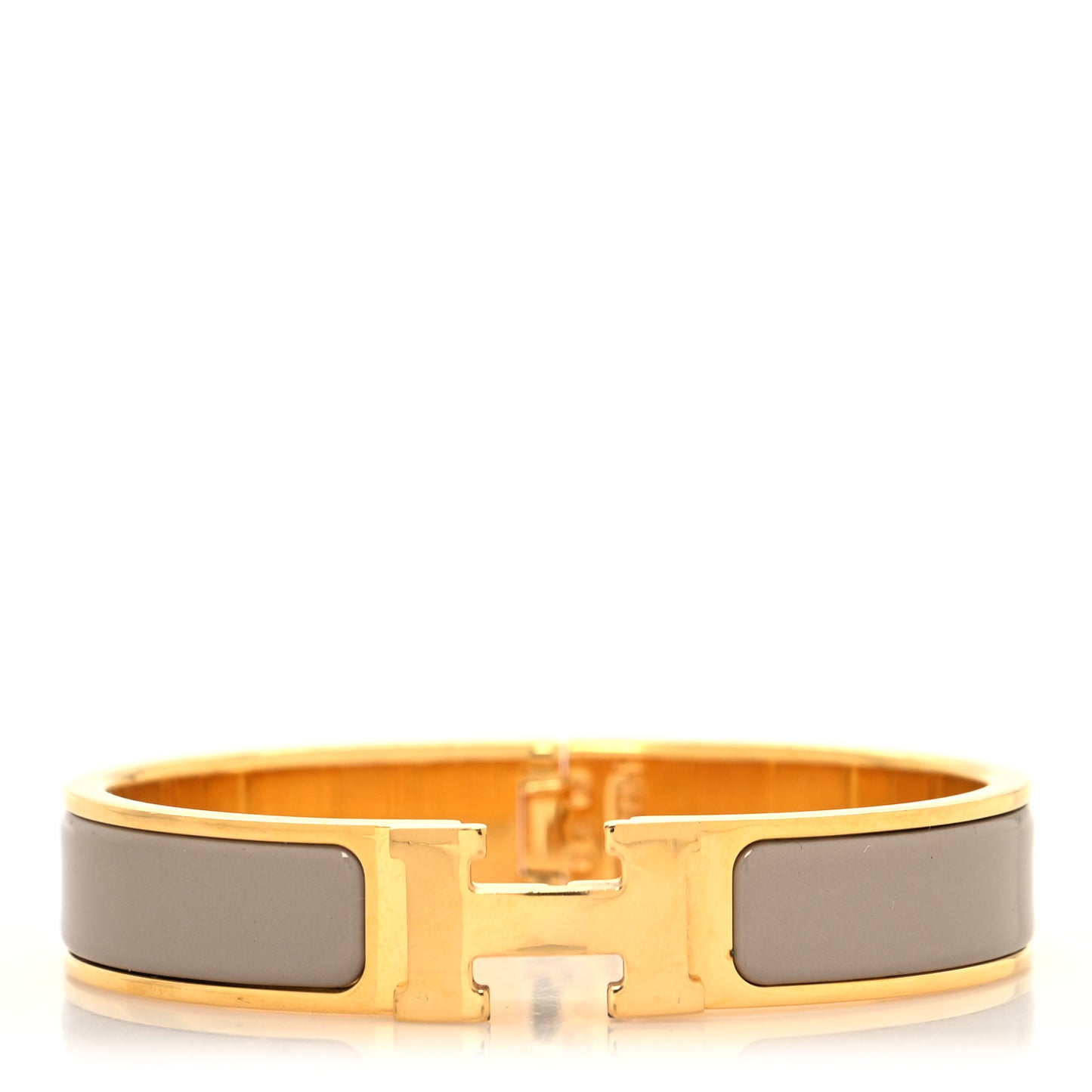 Enamel Narrow Clic Clac H Bracelet PM Marron Glace