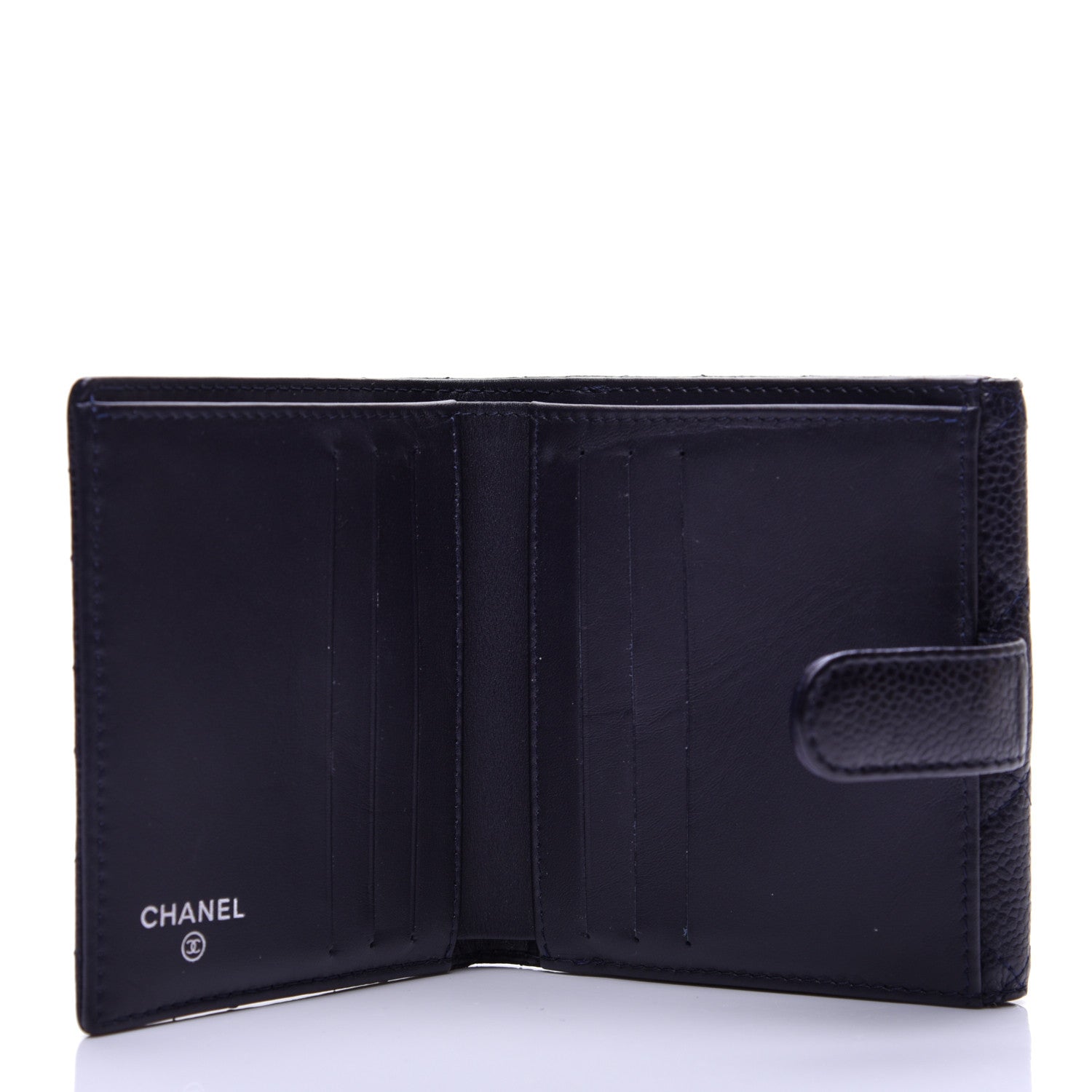 Chanel Caviar Quilted Compact French Flap Wallet Dark Blue 5 of 11