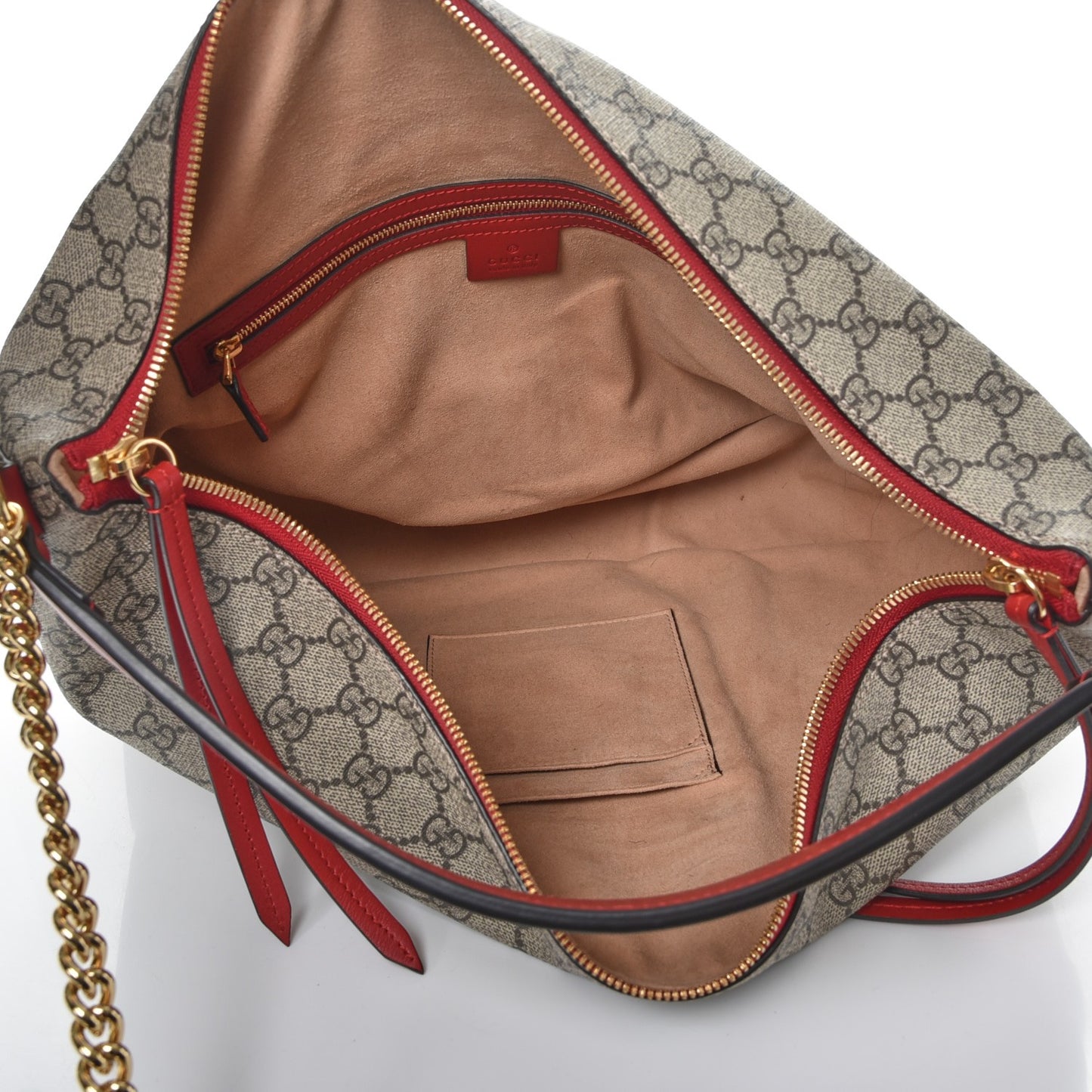GG Supreme Monogram Large Linea A Hobo Red