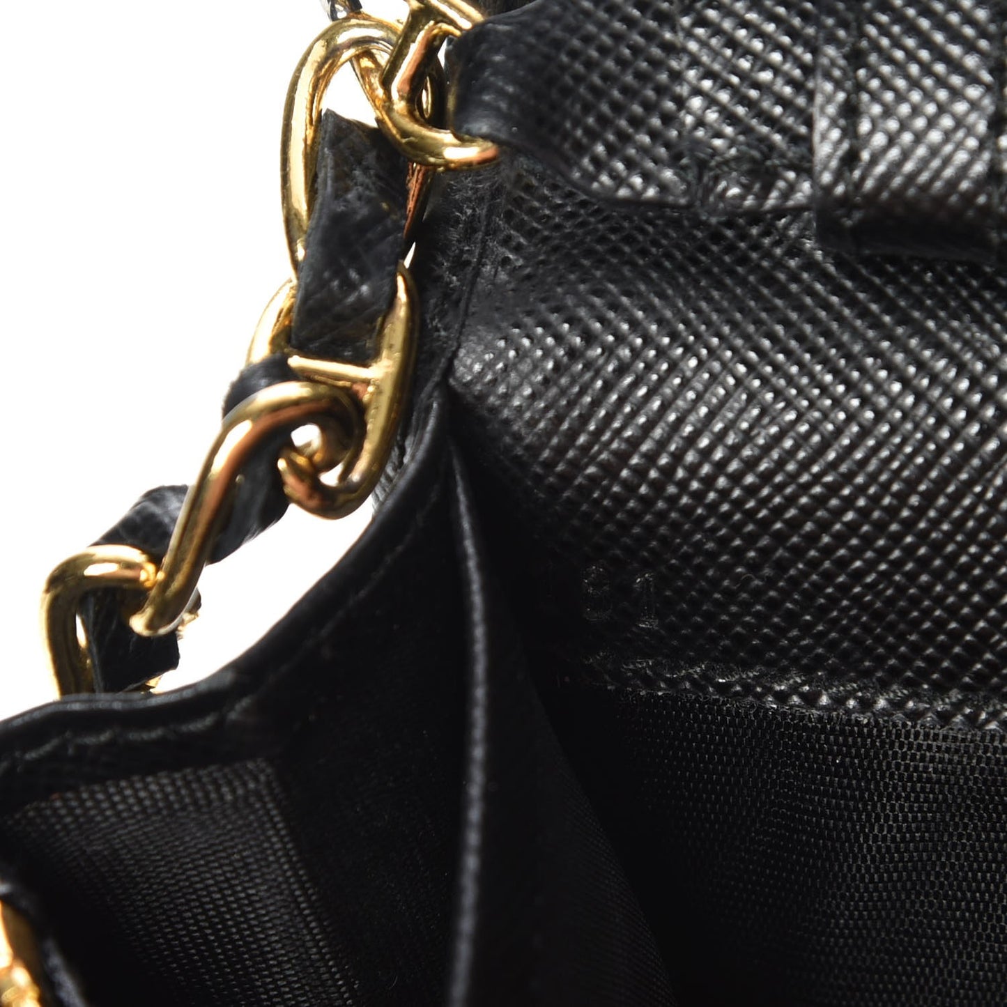 Saffiano Metal Oro Chain Wallet Nero Black