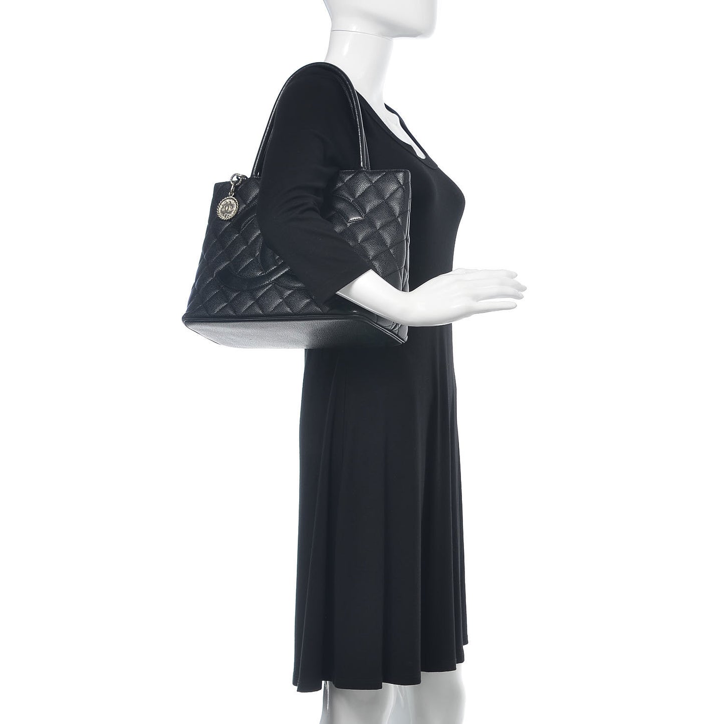 Caviar Quilted Medallion Tote Black