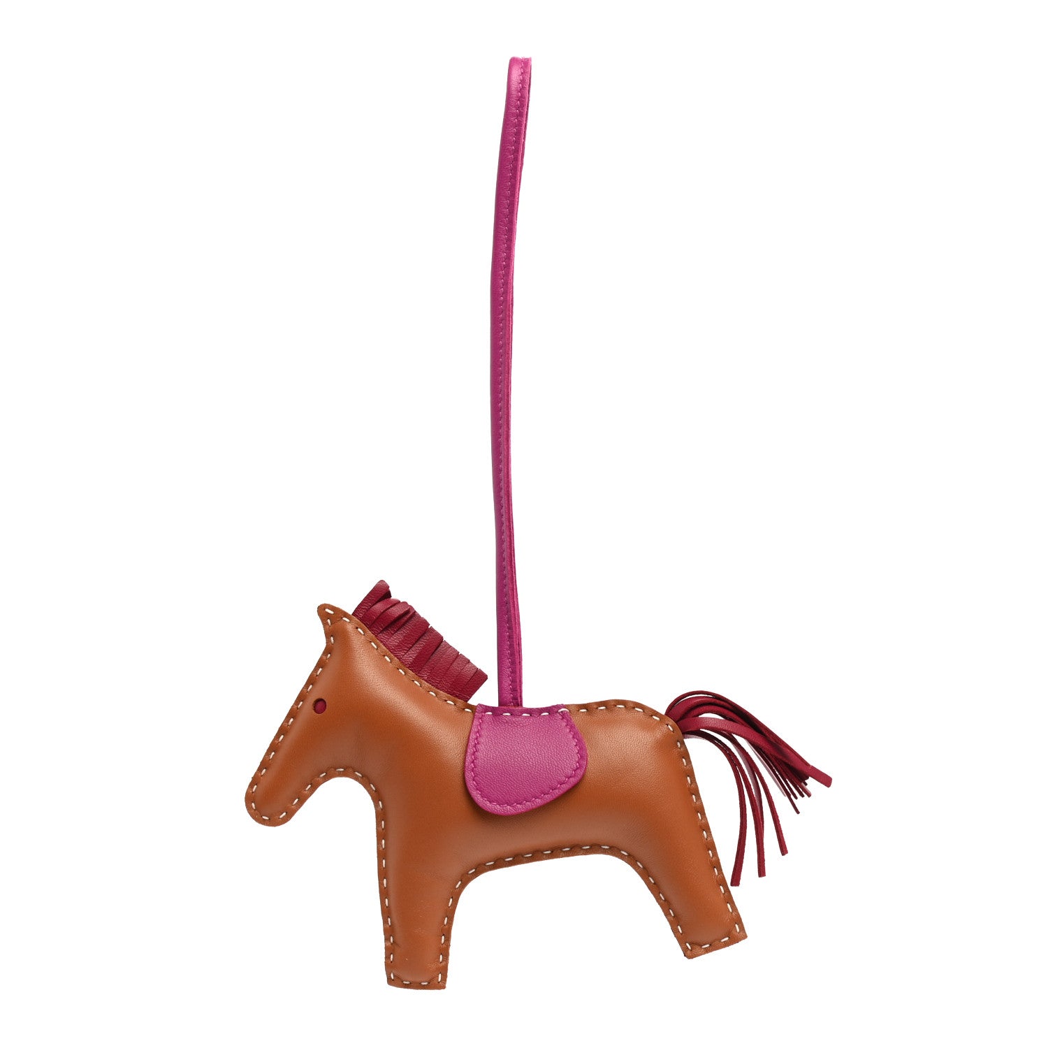Hermes Milo Lambskin Grigri Rodeo Horse Bag Charm MM Gold Rubis Rose Pourpre 1 of 5