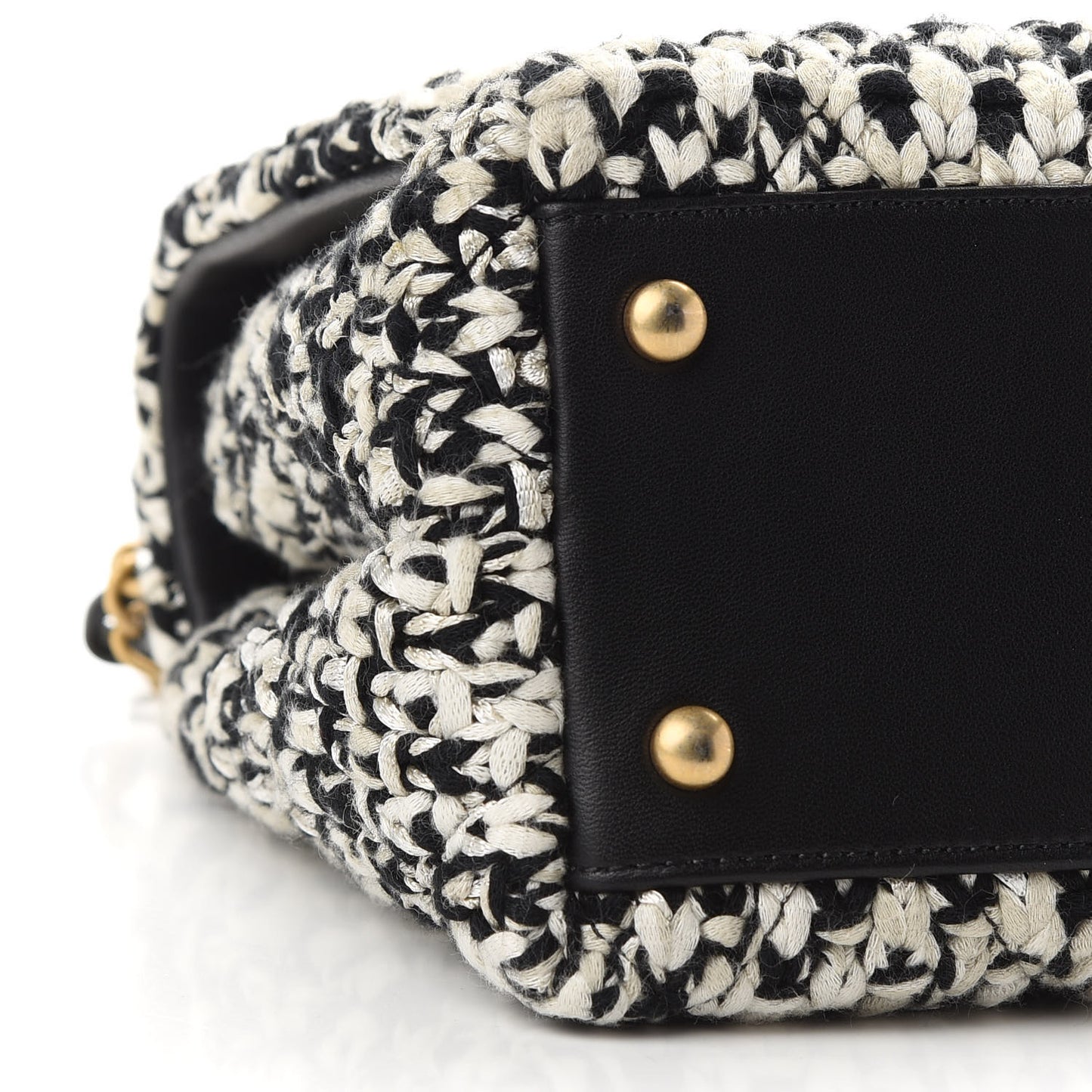 Crochet Small Coco Handle Flap Black Beige