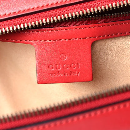 Gucci Calfskin Matelasse Sylvie Web Small GG Marmont Top Handle Shoulder Bag Hibiscus Red 6 of 9