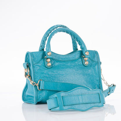 Balenciaga Agneau Giant 12 Gold Hardware Mini City Bleu Tropical 3 of 6