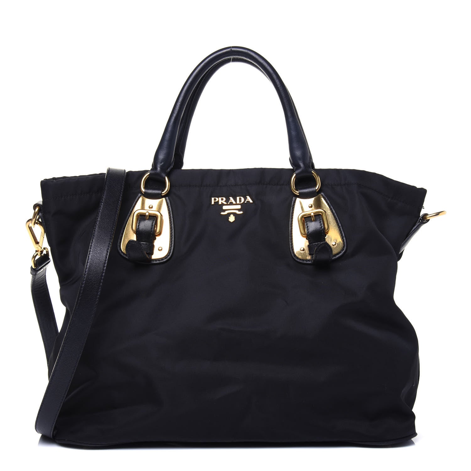 Prada Tessuto Nylon Soft Calf Tote Black 2 of 53