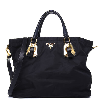 Prada Tessuto Nylon Soft Calf Tote Black 2 of 53