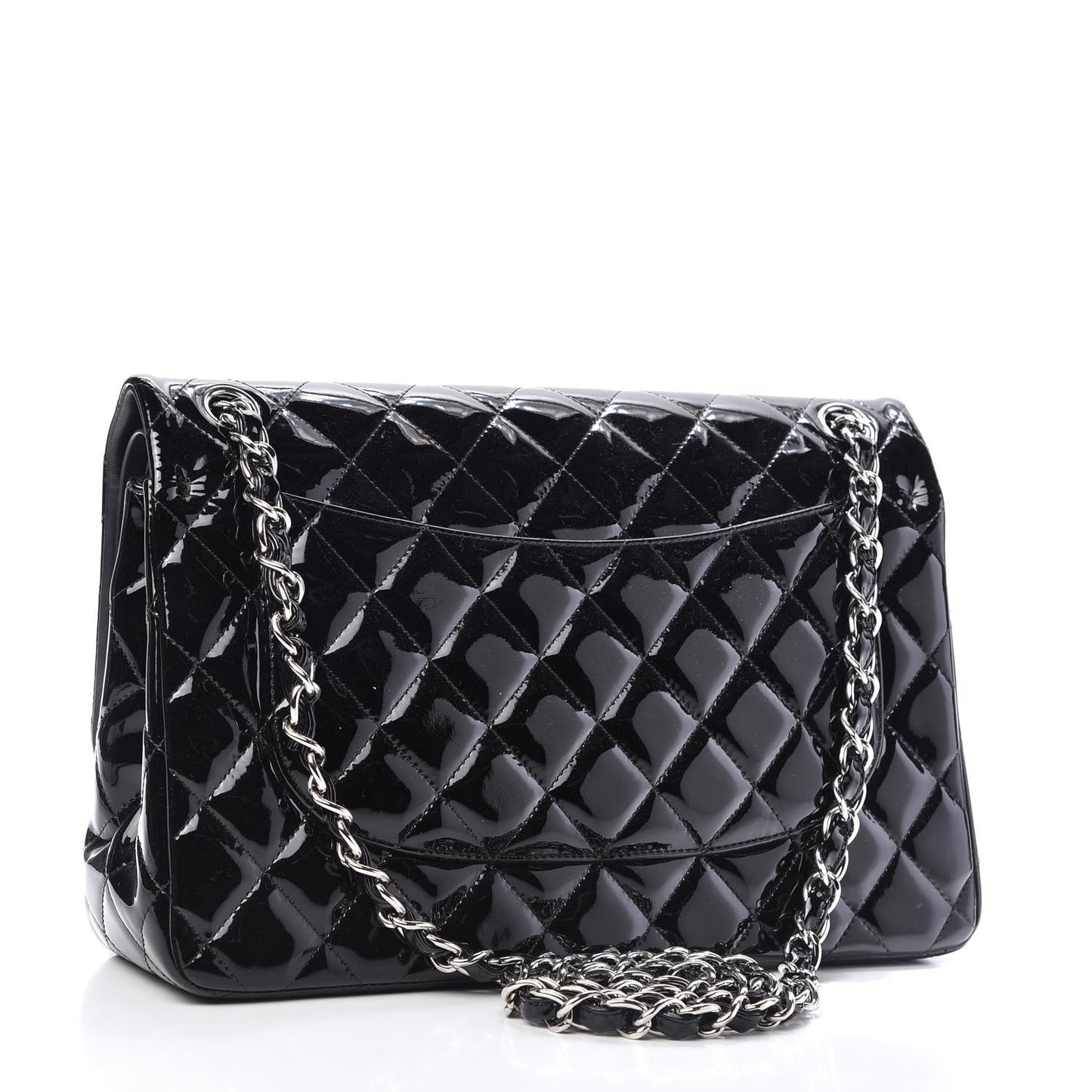 Patent Quilted Jumbo Double Flap Black