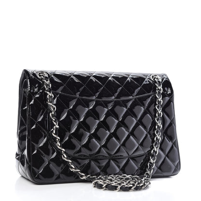 Chanel Patent Quilted Jumbo Double Flap Black 3 of 10
