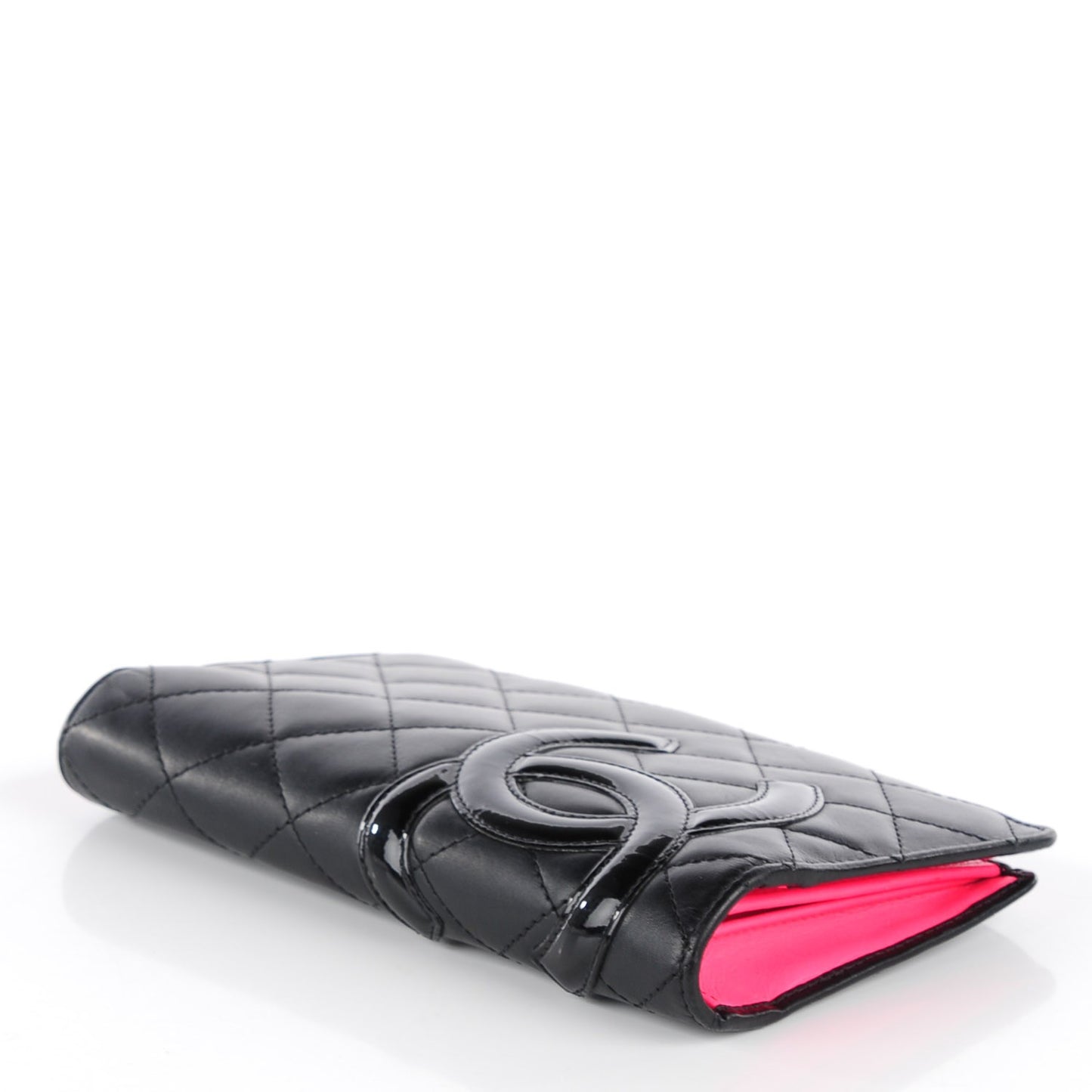 Calfskin Quilted Cambon Yen Wallet Black