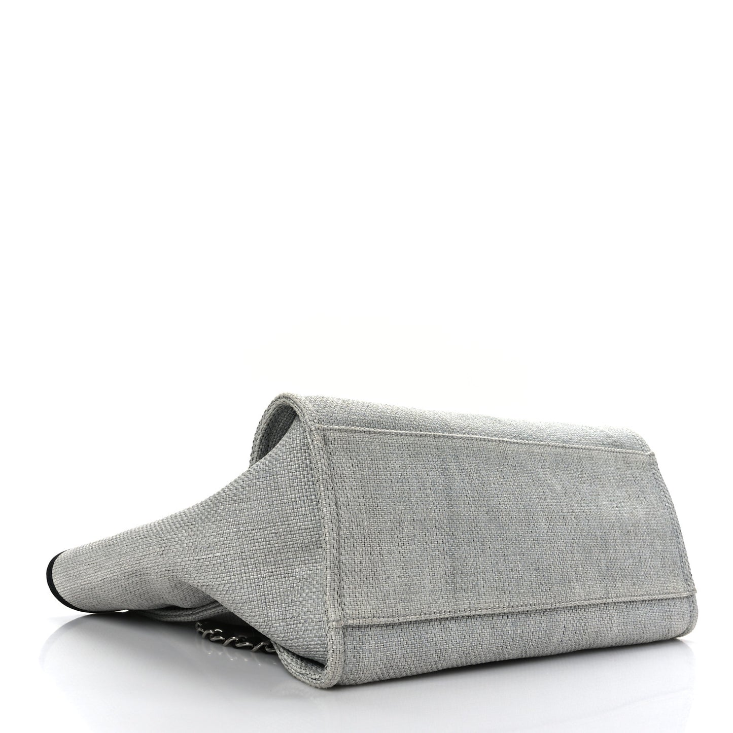 Woven Straw Raffia Medium Deauville Tote Grey