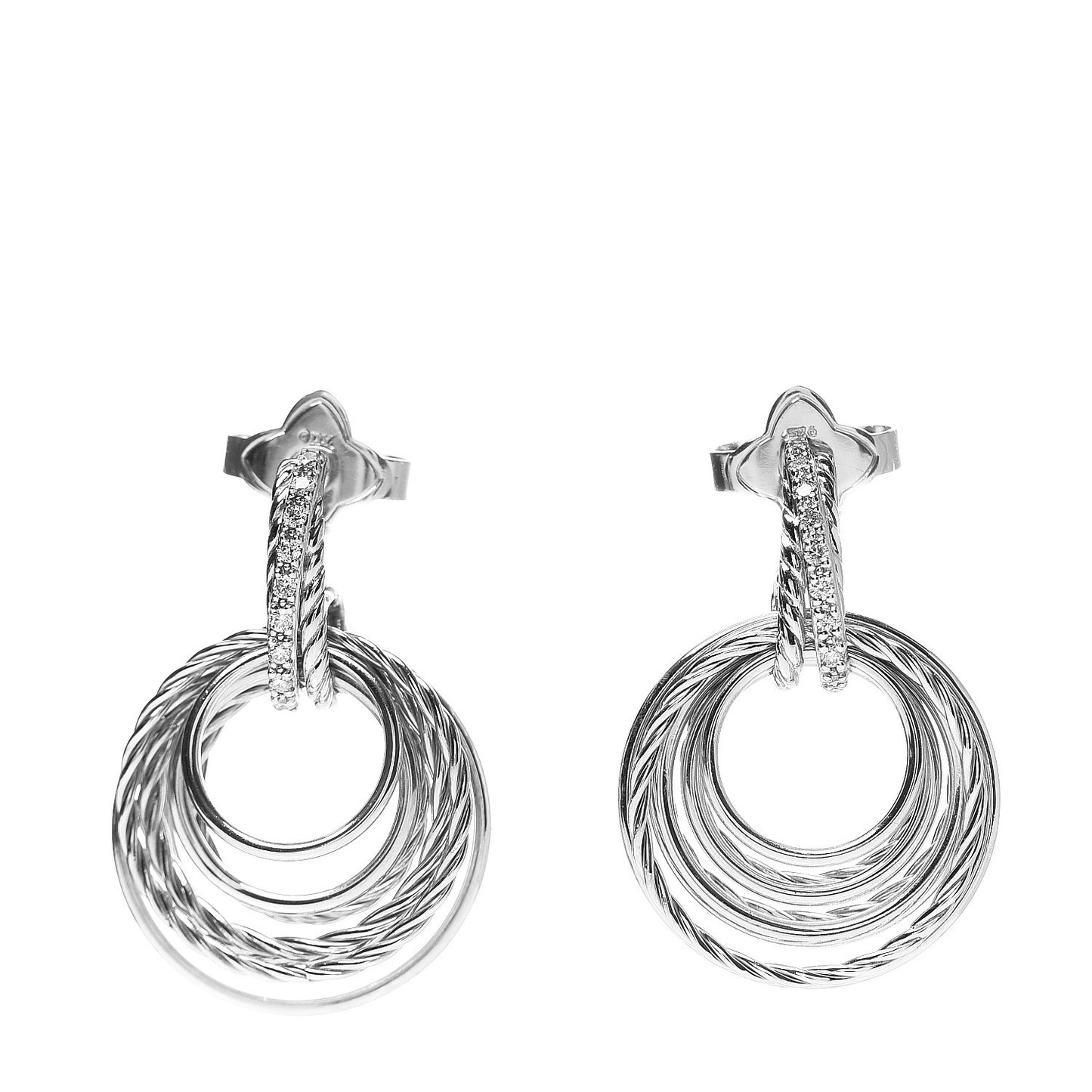 Sterling Silver Diamond Crossover Drop Earrings