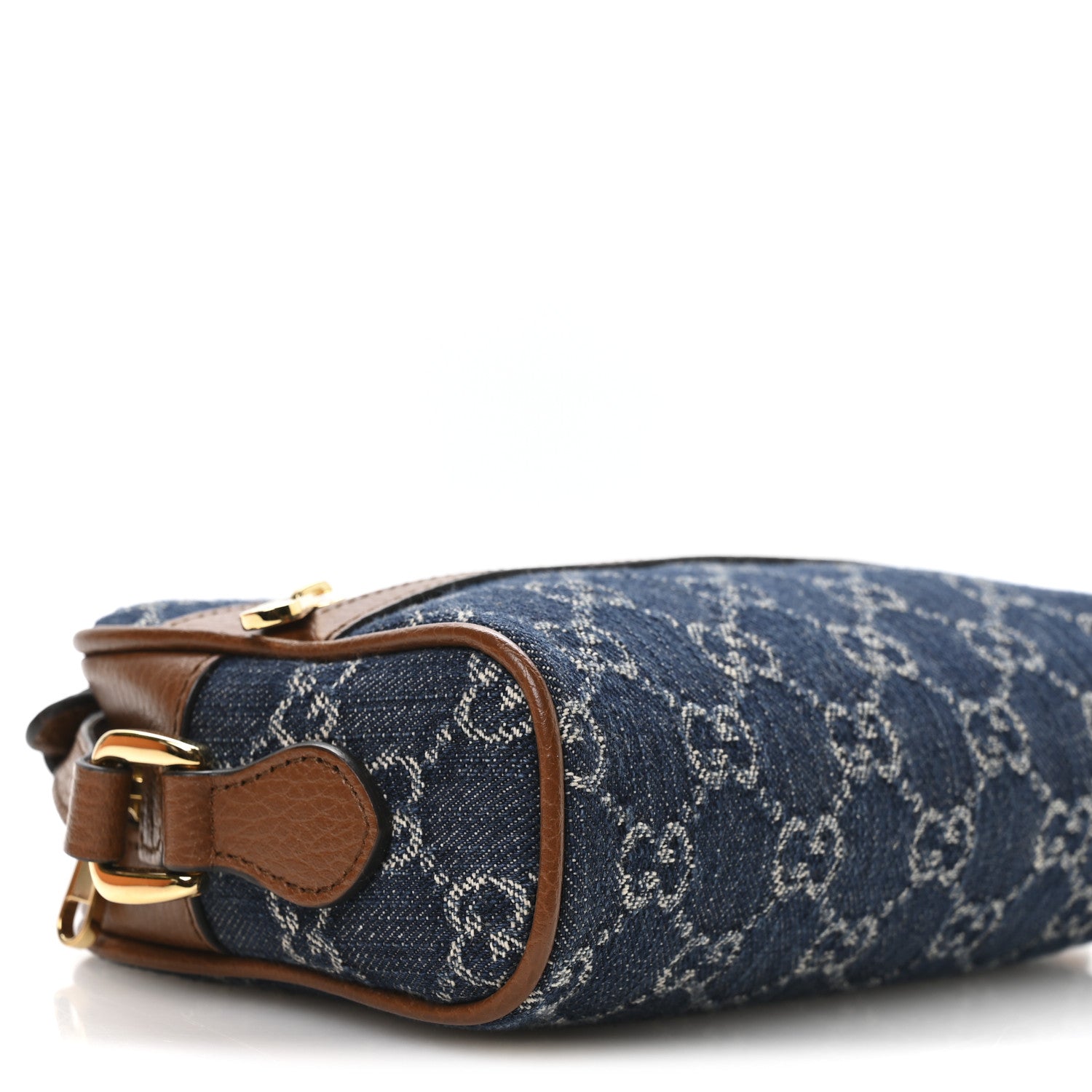 Gucci New Denim GG Monogram Dollar Calfskin Mini Ophidia Shoulder Bag Blue Tea Cuir Epilog 9 of 11