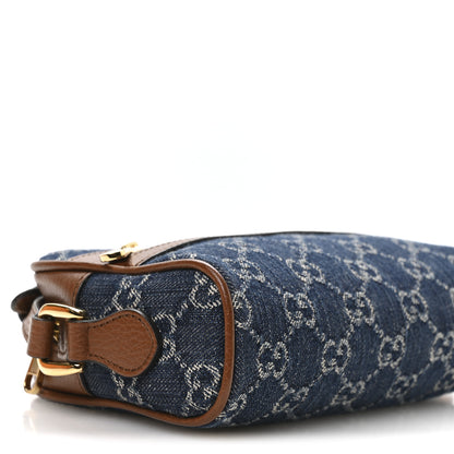 Gucci New Denim GG Monogram Dollar Calfskin Mini Ophidia Shoulder Bag Blue Tea Cuir Epilog 9 of 11