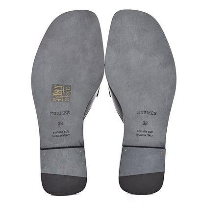 Hermes Goatskin Auteuil Sandals 36 Black 5 of 9
