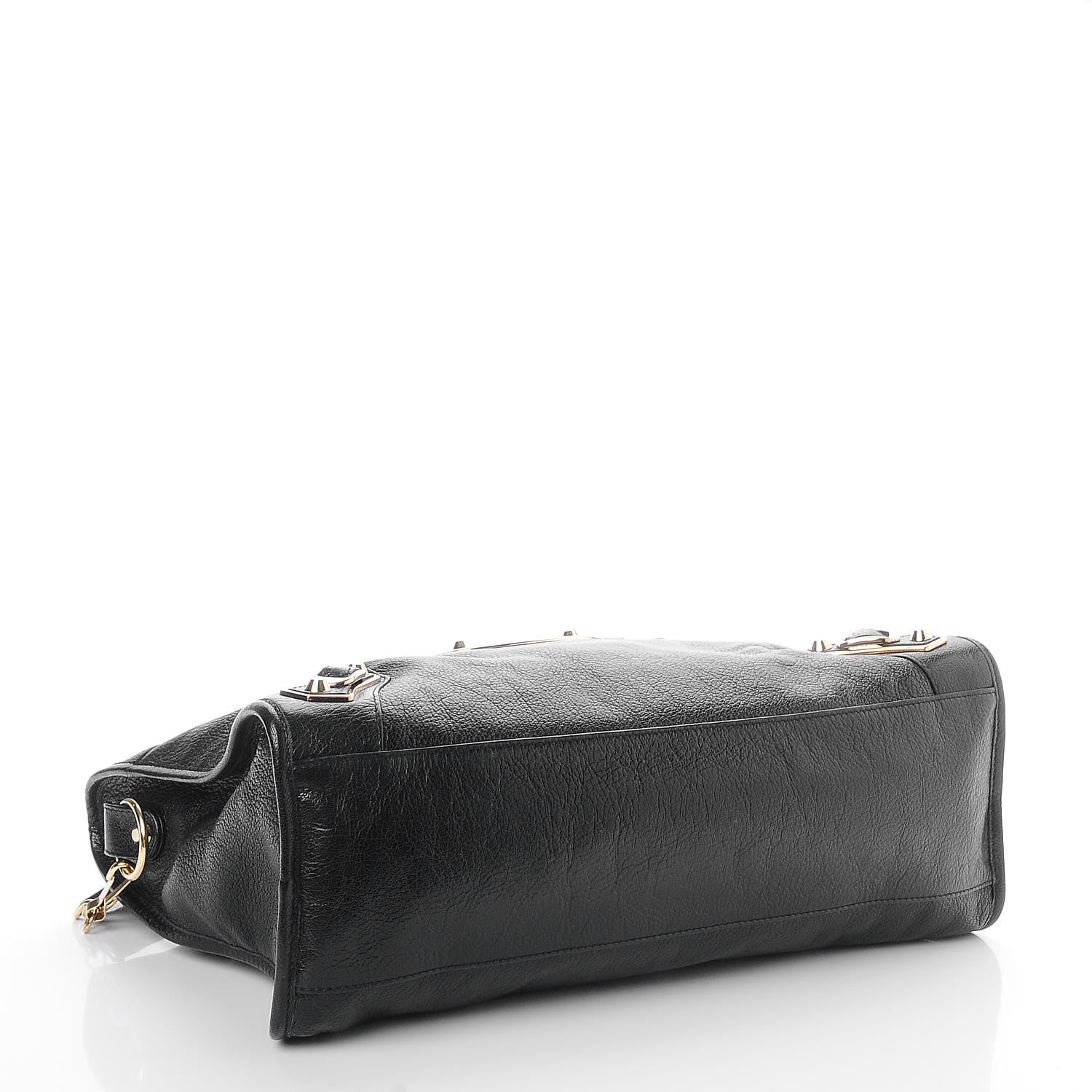 Balenciaga Chevre Gold Metallic Edge Hardware City Black 5 of 8