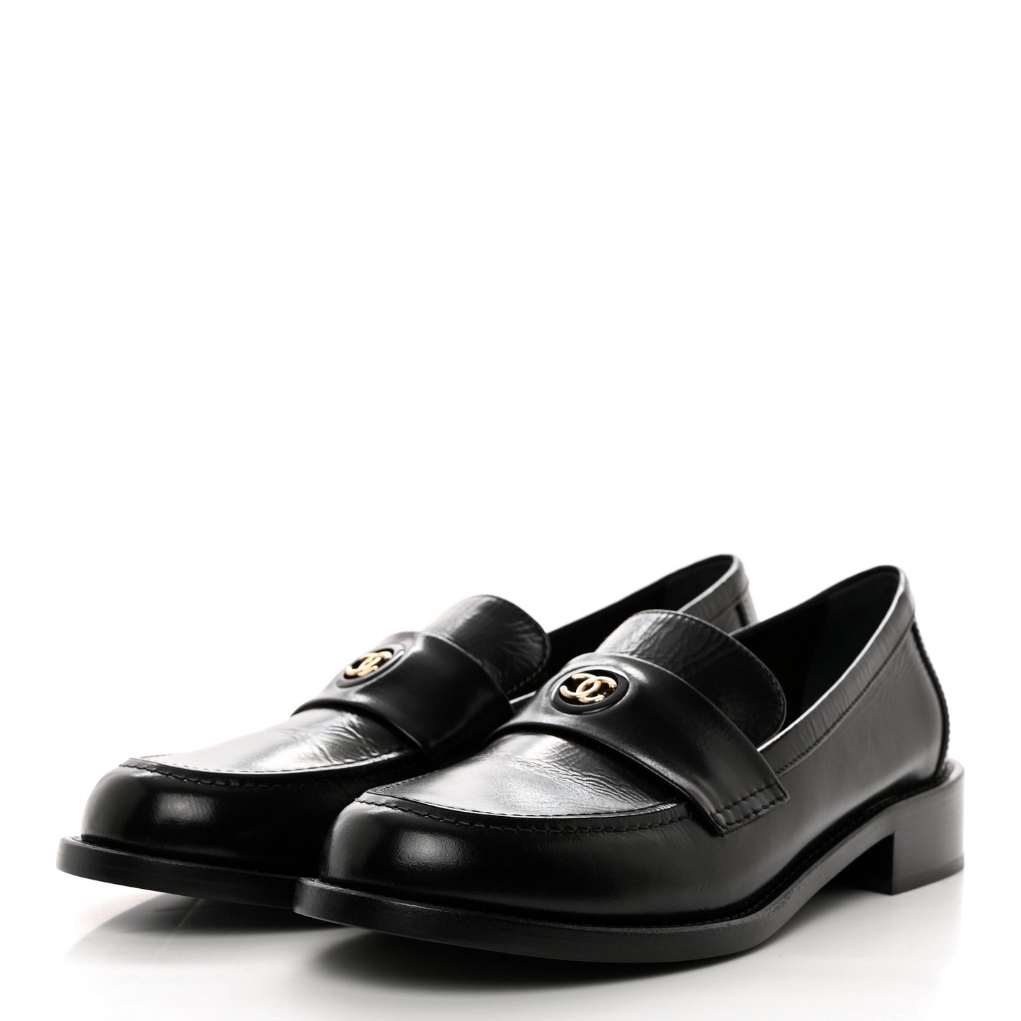 Calfskin CC Moccasin Loafers 40 Black