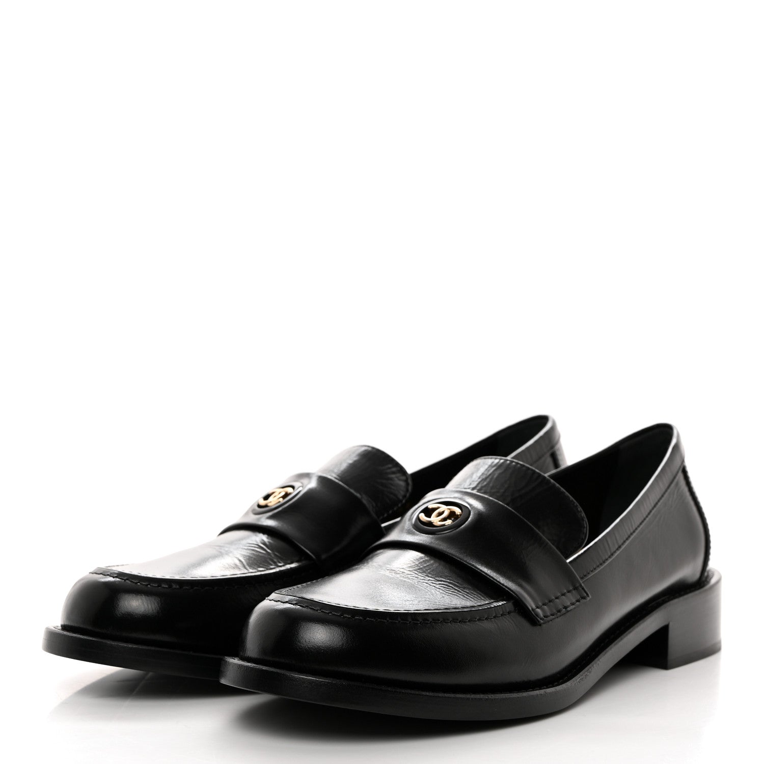 Chanel Calfskin CC Moccasin Loafers 40 Black 3 of 9