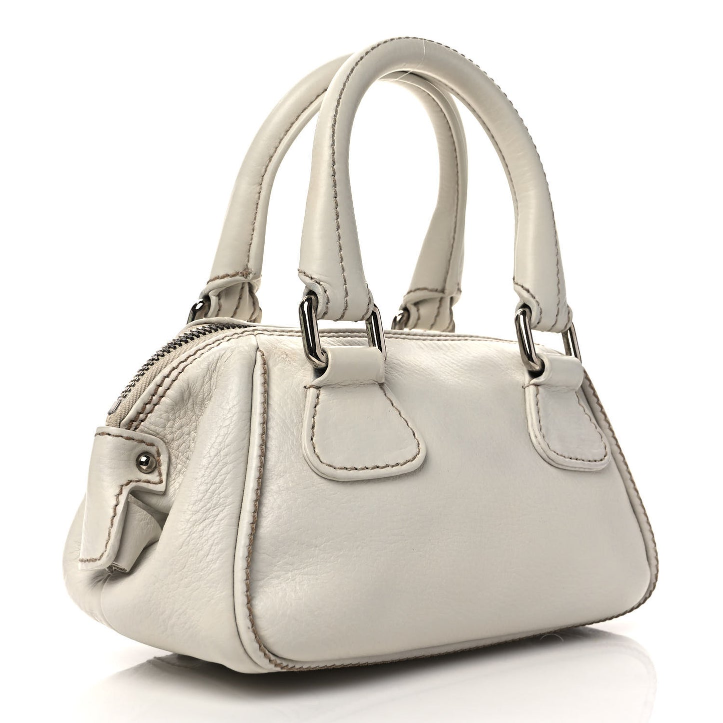Calfskin Small Tassel Bowler White