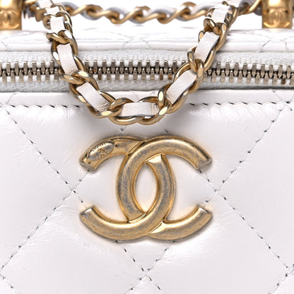 Chanel Calfskin Quilted Mini Perfect Fit Vanity Case With Chain White 8 of 15