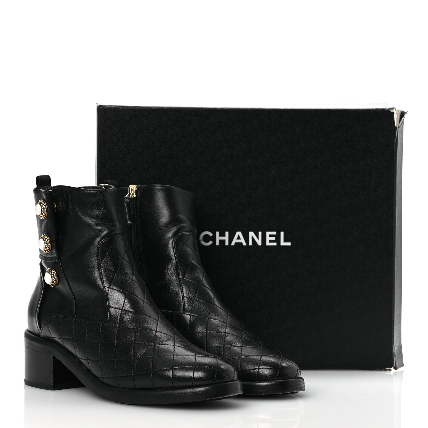 Chanel Lambskin Pearl Short Boots 40.5 Black 12 of 12