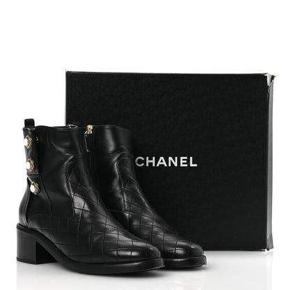 Chanel Lambskin Pearl Short Boots 40.5 Black 12 of 12