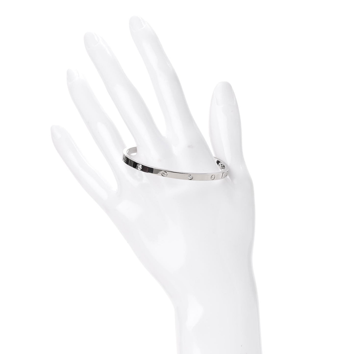 18K White Gold 6 Diamond Small LOVE Bracelet 16