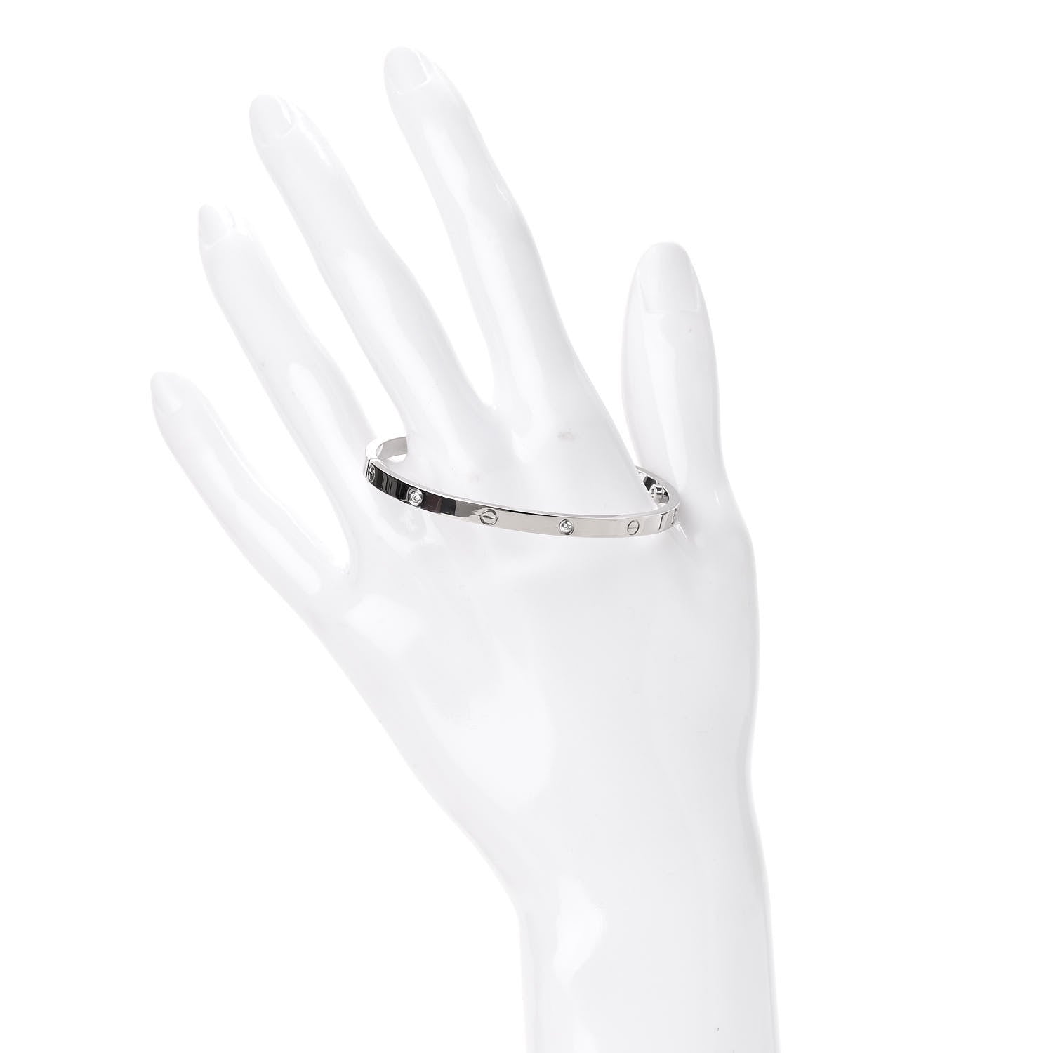 Cartier 18K White Gold 6 Diamond Small LOVE Bracelet 16 2 of 6