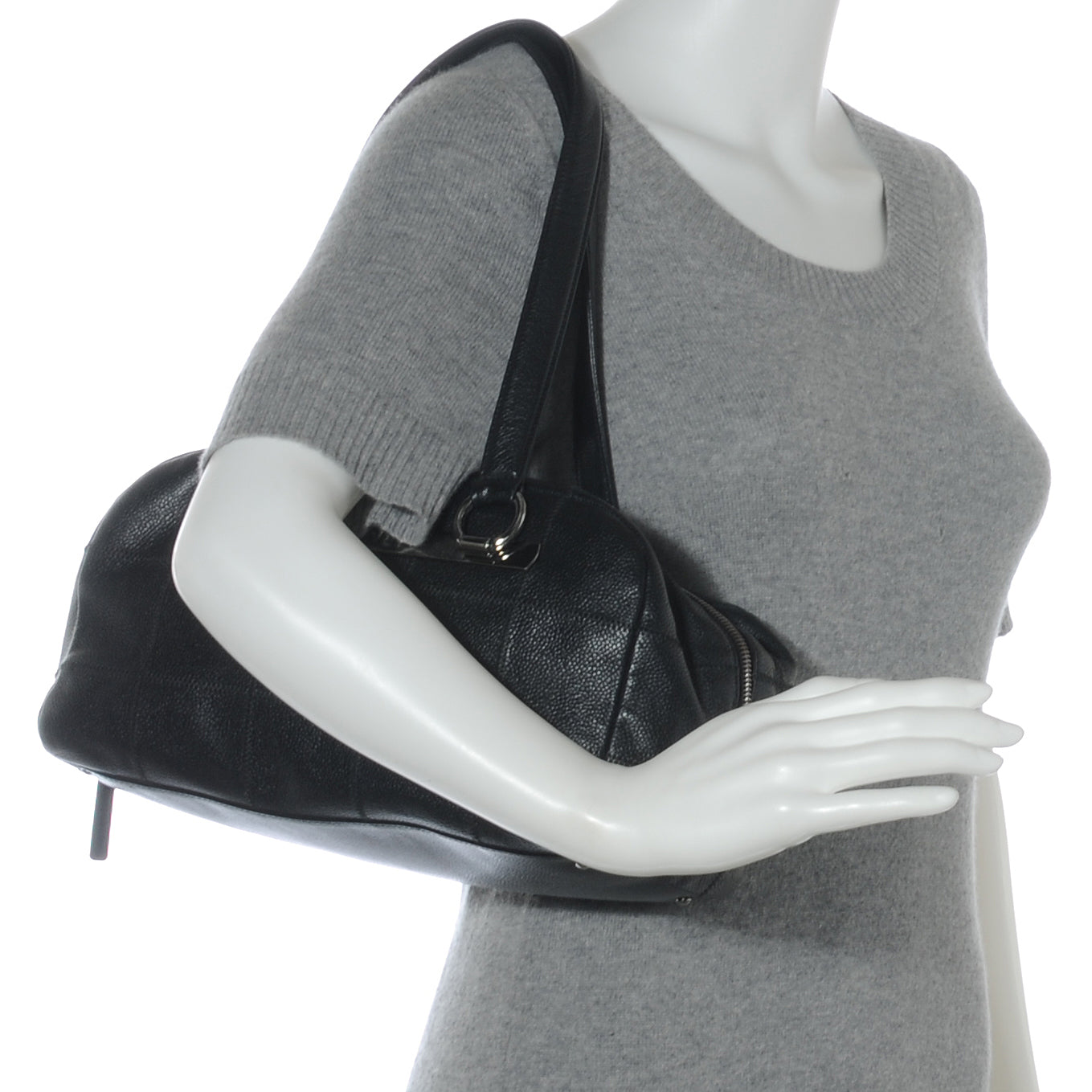 Caviar Square Stitched Tote Black