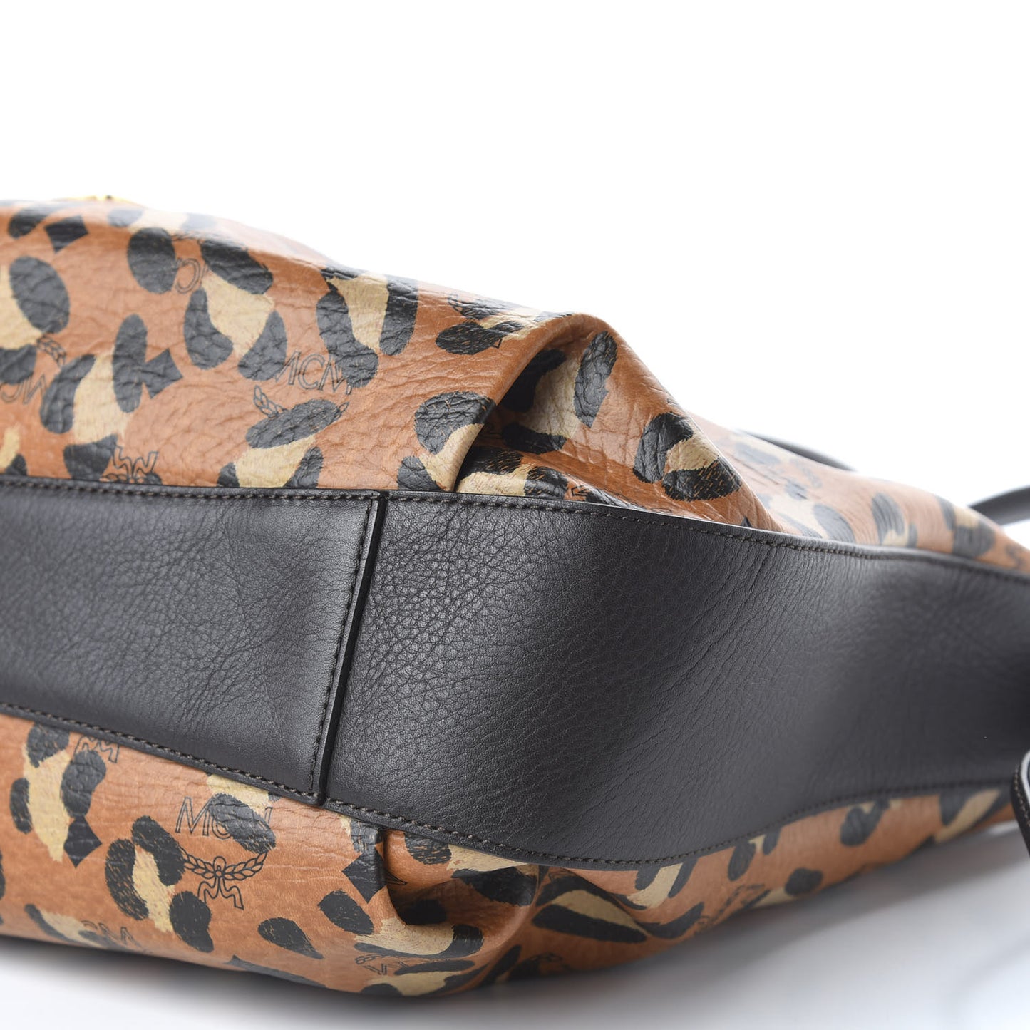 Visetos Leopard Print Large Drawstring Shoulder Bag Cognac