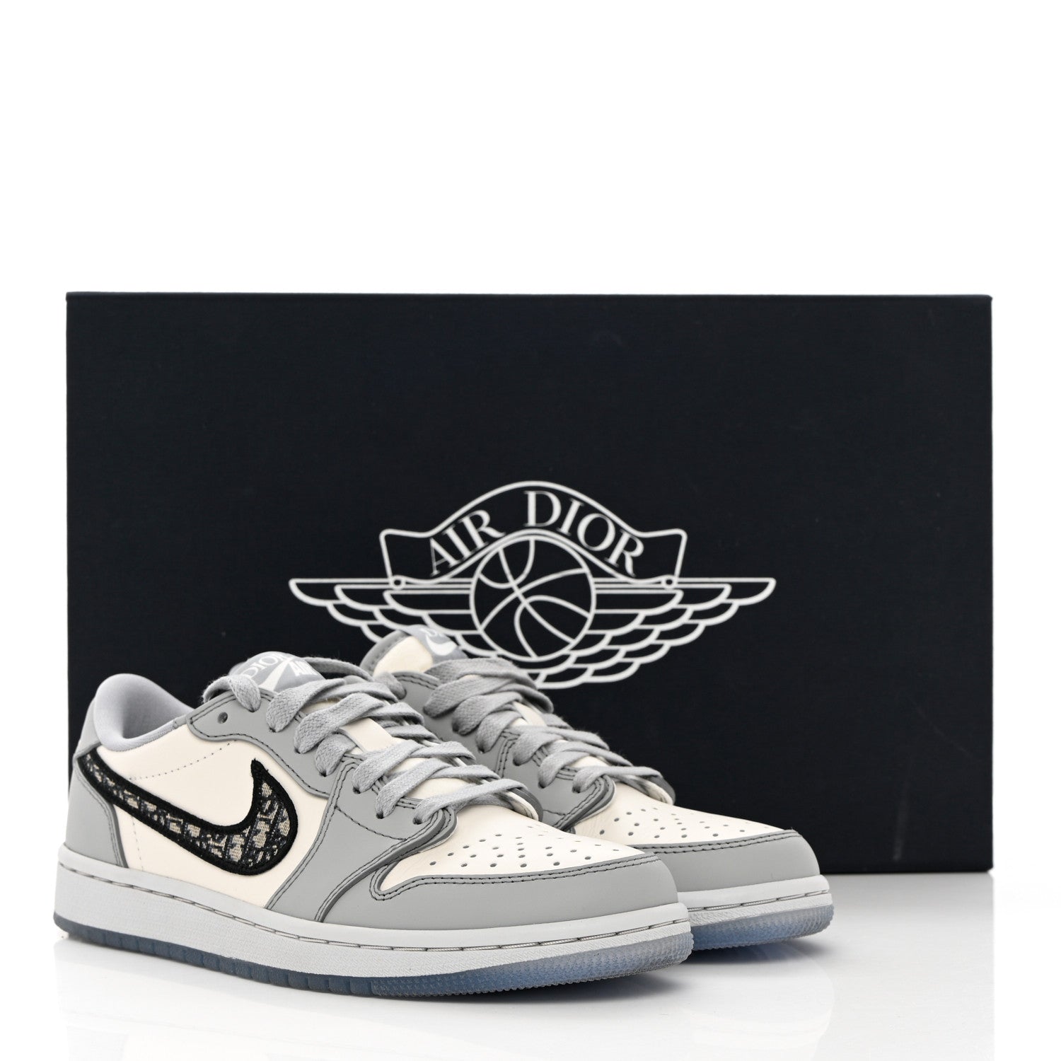 Christian Dior X NIKE AIR JORDAN Calfskin Mens Oblique Low Sneakers 38.5 Grey White 13 of 13