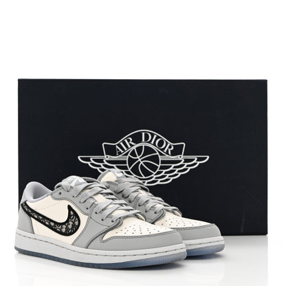 Christian Dior X NIKE AIR JORDAN Calfskin Mens Oblique Low Sneakers 38.5 Grey White 13 of 13