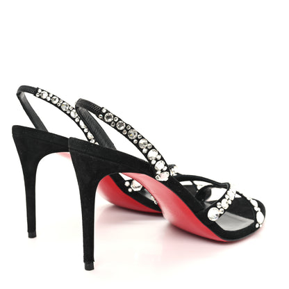 Christian Louboutin Veau Velours Strass Emilie 85 Sandals 41  Black 5 of 9