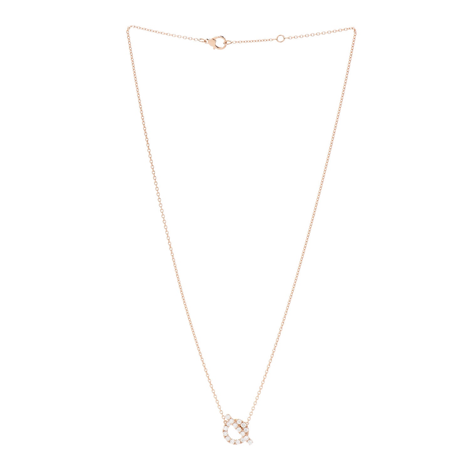 Hermes 18K Rose Gold Diamond Finesse Pendant Necklace 3 of 5