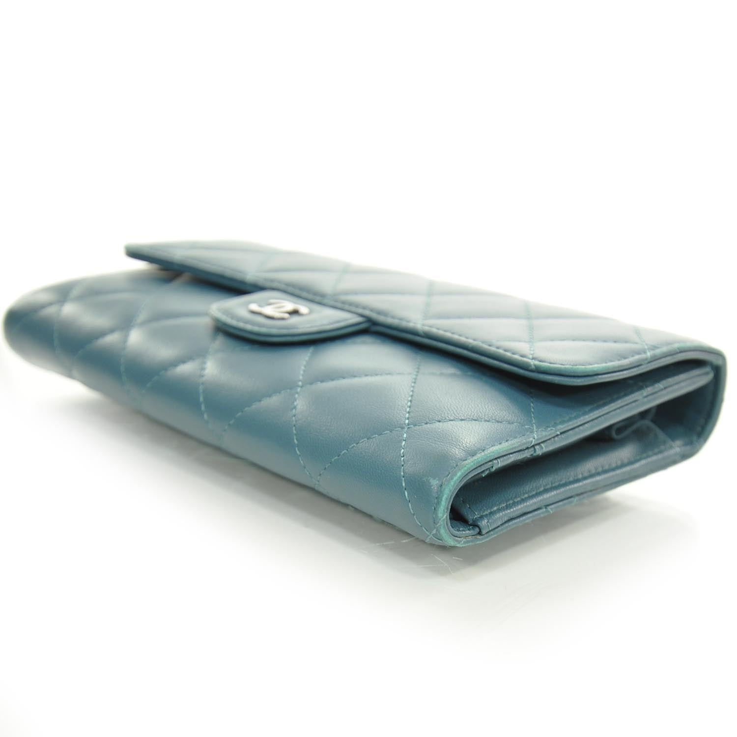 Chanel Lambskin Quilted Large Flap Wallet Turquoise 5 of 9