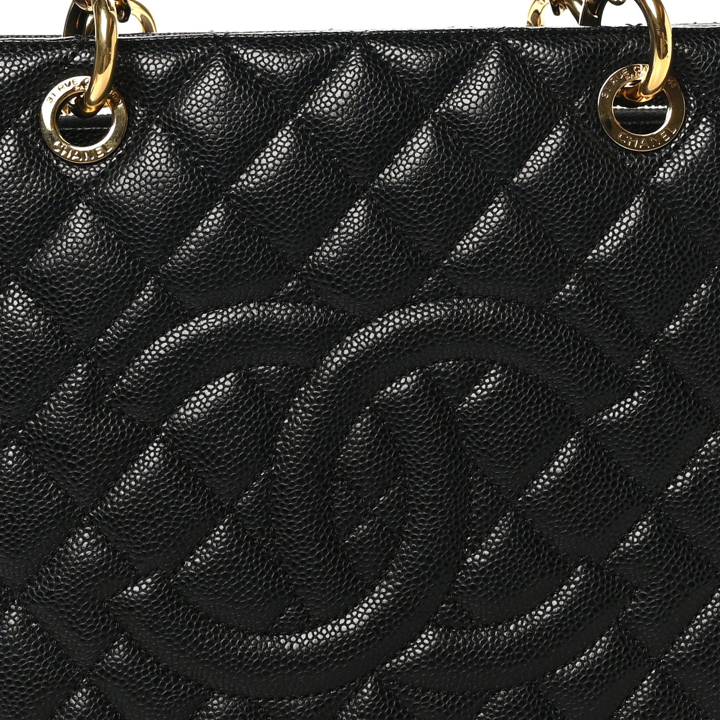 Caviar Quilted Grand Shopping Tote GST Black