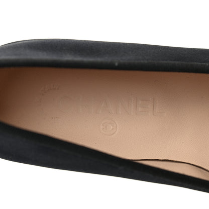 Chanel Satin Cap Toe CC Ballerina Flats 38.5 Black 7 of 7