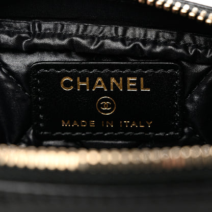 Chanel Lambskin Quilted Small Curvy Pouch Cosmetic Case Black 6 of 7
