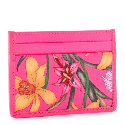 Gucci Calfskin Flora Print Zumi Card Holder Fuxia Fluo 3 of 6