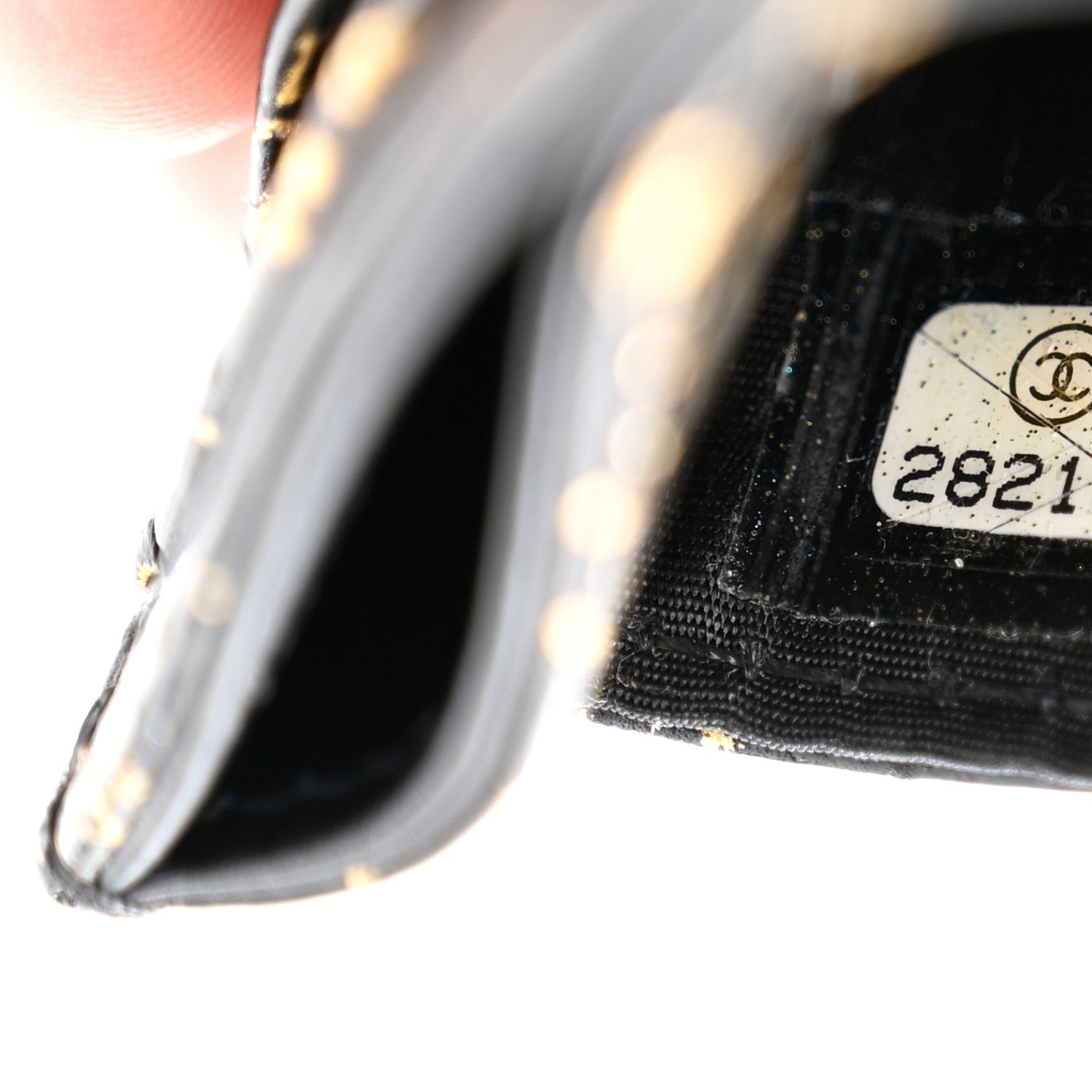 Chanel Calfskin Crocodile Embossed Graffiti 2.55 Cocodile Reissue Card Holder Black Gold 8 of 10