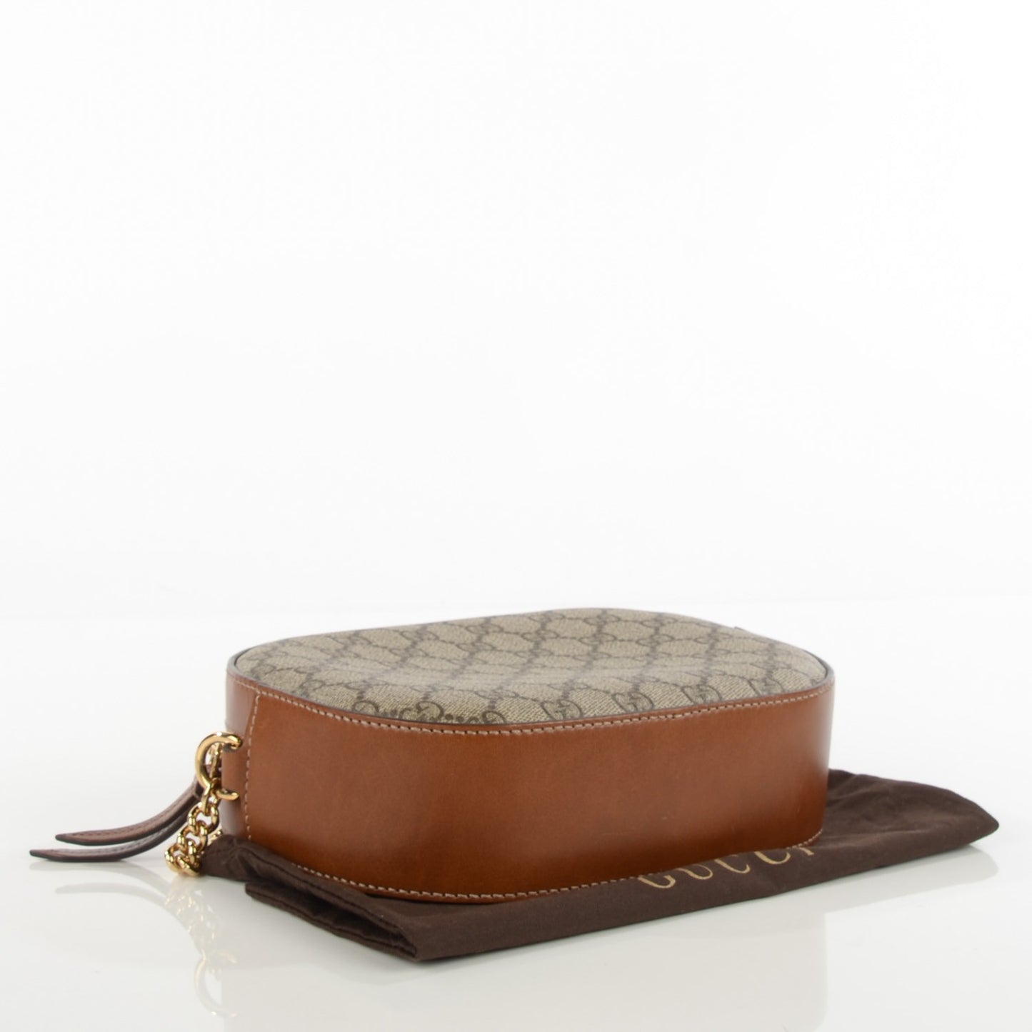 GG Supreme Monogram Cuoio Toscano Mini Chain Shoulder Bag Beige Ebony Cuir