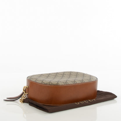 Gucci GG Supreme Monogram Cuoio Toscano Mini Chain Shoulder Bag Beige Ebony Cuir 4 of 7