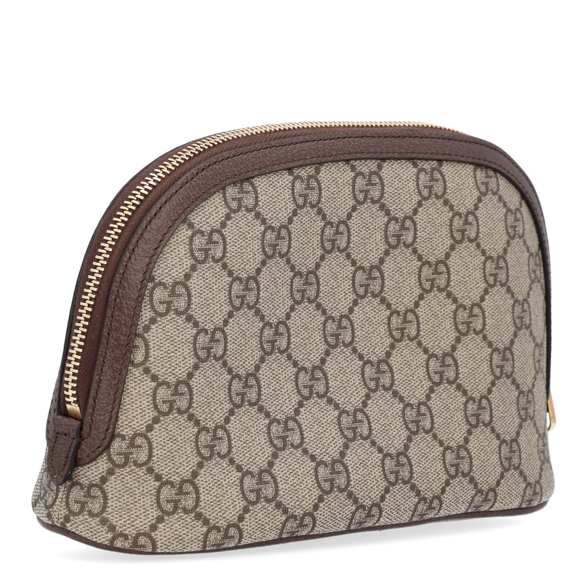 GG Supreme Monogram Textured Calfskin Web Large Ophidia Cosmetic Case Beige Ebony New Acero