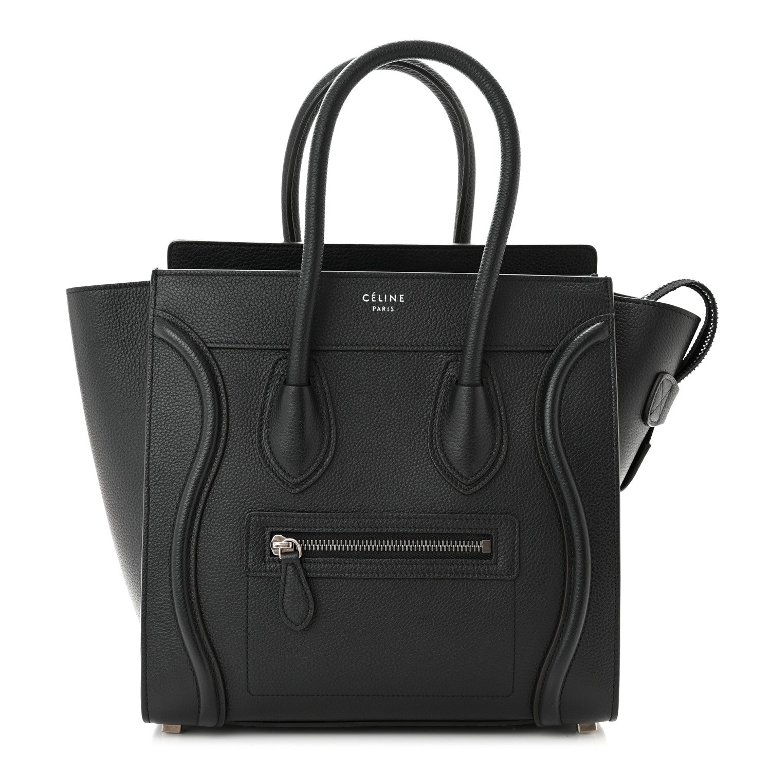 Celine Drummed Calfskin Micro Luggage Black 1 of 10