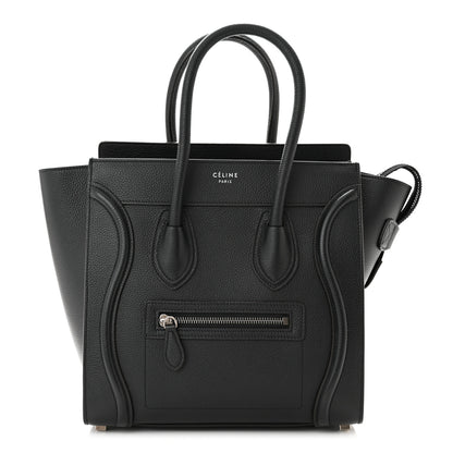 Celine Drummed Calfskin Micro Luggage Black 1 of 10