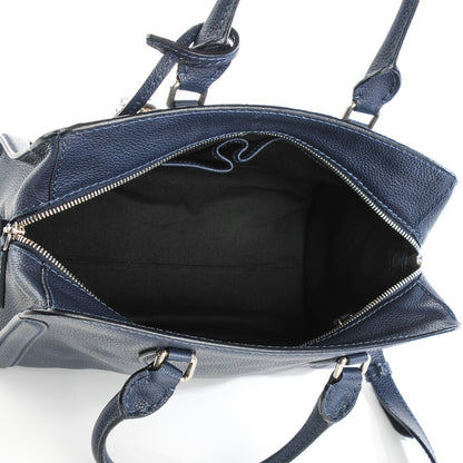 Alexander McQueen Pebbled Calfskin Small Skull Padlock Zip Around Tote Navy 5 of 7